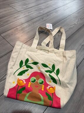 NWT Ulta Beauty Pink Floral Graphic Canvas Tote
